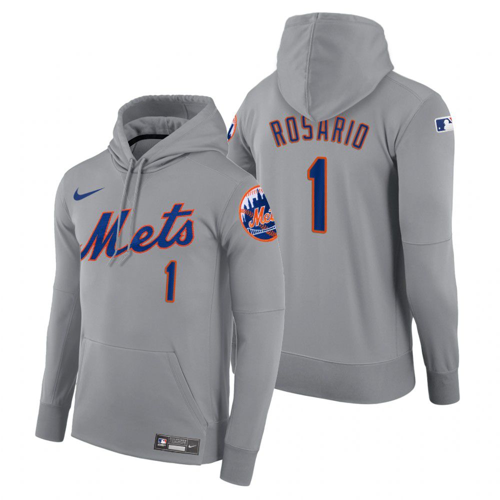 Men New York Mets #1 Rosario gray road hoodie 2021 MLB Nike Jerseys->new york mets->MLB Jersey